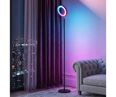 Pastatomas LED šviestuvas su RGB ir reguliuojama balta šviesa, juodas/baltas, 25 × 25 × 172 cm