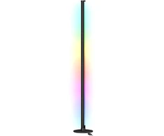 Pastatomas RGB LED šviestuvas su programėlės valdymu ir muzikos sinchronizavimu, juodas, 18 x 18 x 139,4 cm