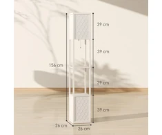 HOMCOM modernaus dizaino toršeras, 2 lentynos, jungiklis su traukiamąja virvele, 26 cm x 26 cm x 156 cm, juoda + balta