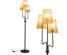 Pastatomas šviestuvas, 3 E27 lizdai, kojinis jungiklis, juodas, 175 cm
