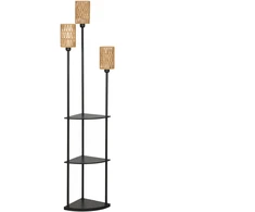 Pastatomas šviestuvas su 3 lentynomis ir 3 E27 lizdais, juodas / geltonas, 47 x 36 x 179 cm