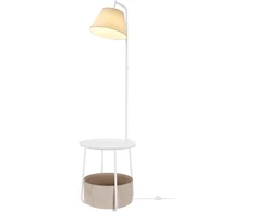 Songmics Pastatomas šviestuvas su staliuku ir medžiaginiu krepšiu, baltas, 45 × 161,5 cm