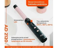 Adler Cordless Curling Iron | AD 2120 | Temperature (min) 170 °C | Ekranas LED | Juodas/Rose Gold