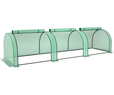 Plėvelinis šiltnamis su 3 užsegamomis angomis, žalias, 350 × 100 × 80 cm