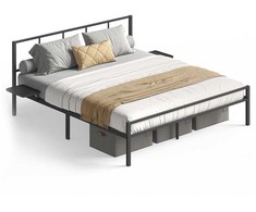 Songmics Vasagle Dvigulės lovos rėmas 160 x 200 cm su matiniu juodu galvūgaliu