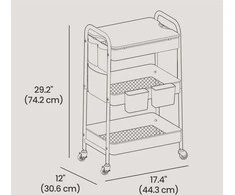 Songmics Plieninis vežimėlis su 3 lentynomis, 30.6x44.3x74.2 cm