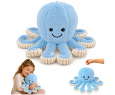 Lean Toys Pliušinis aštuonkojis su tampriais čiuptuvais, mėlynas, 50 × 30 × 30 cm