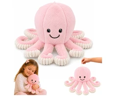 Lean Toys Pliušinis aštuonkojis su tampriais čiuptuvais, rožinis, 50 × 30 × 30 cm