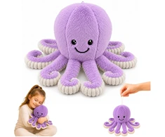 Lean Toys Pliušinis aštuonkojis su tampriais čiuptuvais, violetinis, 30 x 20 x 20 cm