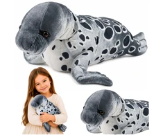 Lean Toys Pliušinis ruonis, pilkas, 50 × 30 × 25 cm