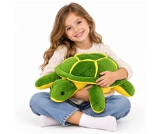 Lean Toys Pliušinis žaislas vėžlys, žalias su geltonomis detalėmis, 65 × 45 × 25 cm