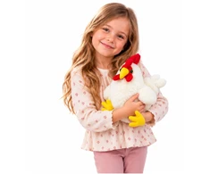 Lean Toys Pliušinis žaislas višta, baltas, 30 × 20 × 12 cm