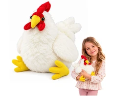 Lean Toys Pliušinis žaislas višta, baltas, 30 × 20 × 12 cm