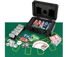 Poker žetonų rinkinys juodas 300 vnt.