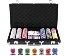 Pokerio čipų rinkinys juodas 300 vnt.
