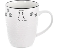 Porcelianinis puodelis su šuns motyvu, baltas, 380 ml, 12,5 × 8,5 × 10,5 cm