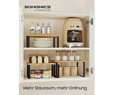 Songmics Prieskonių lentynėlės rinkinys, 3 vnt., metalas ir mediena