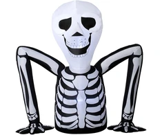Pripučiamas Helovino skeletas, ropojantis, su LED apšvietimu, juodos ir baltos spalvos, 153 x 53 x 142 cm