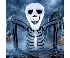 Pripučiamas Helovino skeletas, ropojantis, su LED apšvietimu, juodos ir baltos spalvos, 153 x 53 x 142 cm