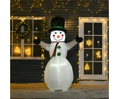 Homcom Pripučiamas kalėdinis sniego senis su LED apšvietimu, baltas, 130 × 72 × 193 cm