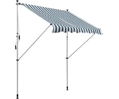 Outsunny Reguliuojamo aukščio markizė, balkono markizė - žalia su balta 200 x 150 cm