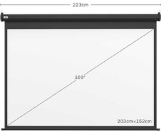 Projektorius HOMCOM projektoriaus ekranas, 100 colių, 4:3, 203x152 cm, juodas