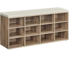 Songmics Vasagle Batų lentyna su sėdyne 30,3 x 104 x 48 cm kupranugario rudos spalvos