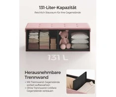 Songmics Taburetė su daiktadėže 38 x 110 x 38 cm pastelinės rožinės spalvos