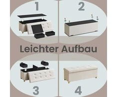 Songmics Pufas 38 x 110 x 40 cm balta