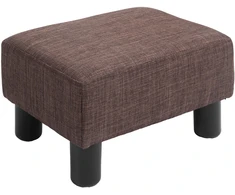 HOMCOM sėdima taburetė otomanas kojų atrama stačiakampė, lininis apmušalas, paminkštinta taburetė iki 100 kg apkrova, svetainei, koridoriui, ruda, 40 x 30 x 24 cm