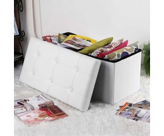 Songmics Pufas 76 cm dirbtinė oda balta