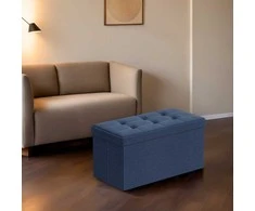 Songmics Pufas - daiktadėžė 76x38x38 cm tamsiai mėlyna