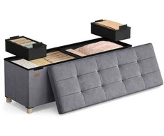 Songmics Suolas su daiktadėže 38 x 110 x 40 cm Kojinė 112 L šiferio pilka