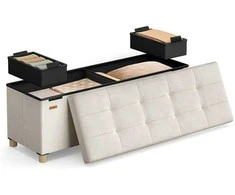 Songmics Suolas su daiktadėže 38 x 110 x 40 cm Kojinė 112 L cappuccino beige
