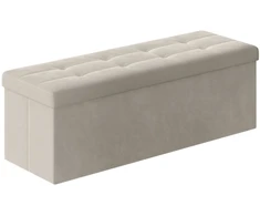 Leobert Pufas su daiktadėže, sulankstomas, 131 l, kreminės baltos spalvos, 110 × 38 × 38 cm