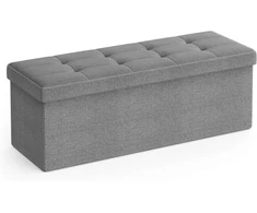 Leobert Pufas su daiktadėže, sulankstomas, šviesiai pilkas, 110 × 38 × 38 cm