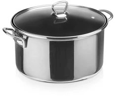 Puodas emaliuotas su stikliniu dangčiu, juodas, 26 cm, 5 l