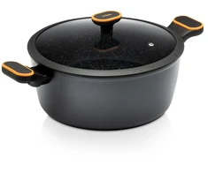 Puodas su granitine danga ir stikliniu dangčiu, juodas, Ø 28 cm, 6 l