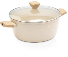 Puodas su keramine danga, smėlio spalvos, 28 cm, 6,6 l