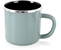 Puodelis iš emaliuoto plieno su rankenėle, mėtinis, 400 ml, 12 × 9 × 8,5 cm