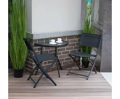 MultiGarden Pusinis stiklinis kavos stalas balkonui, terasai, pavėsinei, juodas