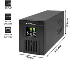 QOLTEC 53771 nepertraukiamo maitinimo linijos interaktyvus monolitas 2000VA 1200W LCD USB