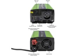 QOLTEC 51941 grynos sinusinės bangos keitiklis, monolitinis / akumuliatoriaus įkroviklis / UPS / 1200 W / 600 W / 12 V–230 V