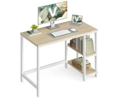 Songmics Vasagle Biuro rašomasis stalas 100 x 50 x 76 cm natūralus smėlio spalvos perlamutras baltas