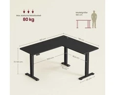 Songmics Rašomasis stalas L formos 160 x 140 cm
