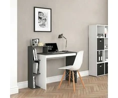 Rašomasis stalas ModernHome, 110x40x75 cm, baltas/pilkas
