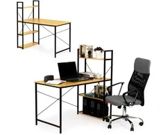 Rašomasis stalas su lentynomis Modern Home, 120x64 cm, šviesiai rudas/juodas