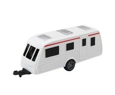 Lean Toys Raudonas metalinis automobilis su kemperiu