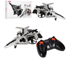 RC dronas su automatiniu pakilimu ir nusileidimu bei aukščio palaikymu, pilkas–juodas su geltonais elementais, 23 × 14,7 × 5 cm