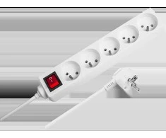 Rebel elektros tinklo ilgintuvas 5 lizdai su jungikliu 3m - 1.5mm